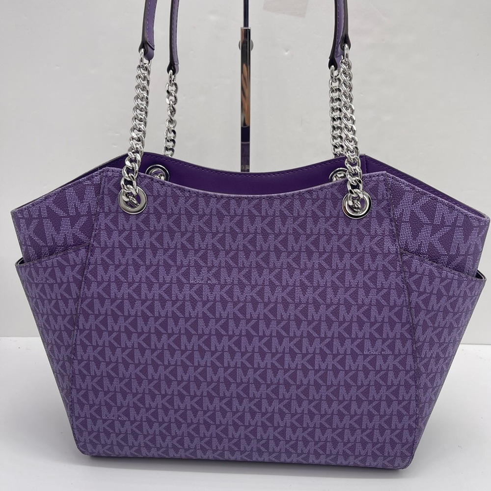 MICHAEL KORS 
Jet Set Travel Large Signature Chain Shoulder Tote Bag
Dark Purple - Picture 3 of 16